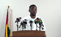 Dennis Miracles Aboagye speaking at the press conference