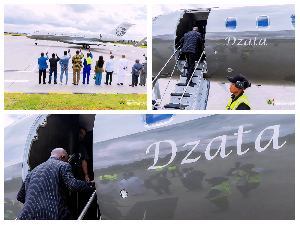 Otumfuo Osei Tutu II on board Dzata jet