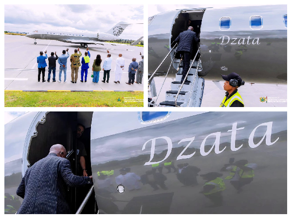 Otumfuo Osei Tutu II on board the Dzata jet