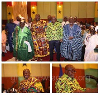 Otumfuo Osei Tutu ll with other chiefs  presenting the plan to H.E Akufo - Addo