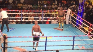 Bukom Banku and Bastie Samir (the beast) in the boxing  ring