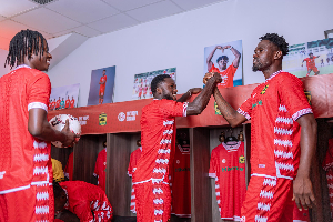 Kotoko players showcasing their new jersey