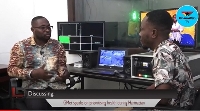 GhanaWeb's Daniel Oduro (L) with Joshua Asamoah, a Senior Meteorologist at GMA