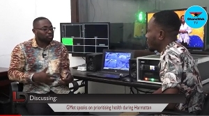 GhanaWeb's Daniel Oduro (L) with Joshua Asamoah, a Senior Meteorologist at GMA