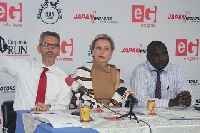 Mr. Kalmoni-CEO of Silver Star (left), Melanie Botha-COO of e.TV Ghana (middle), Abdul Rahaman Osman