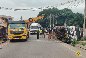 Fire service personnel at the scene of the accident