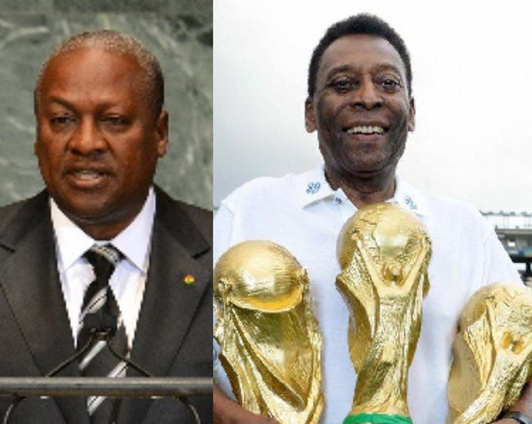 John Dramani Mahama (left), Pele (right)