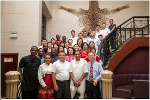 Farihan Alhassan and Fan Tang  with a section of the Chinese community in Ghana