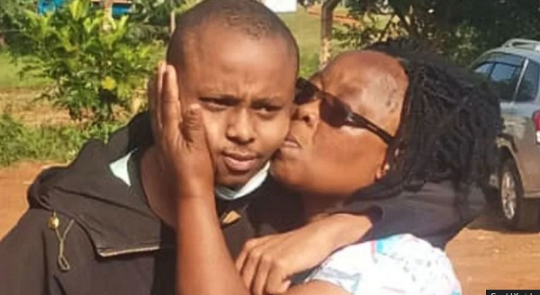 Billy Mwangi, seen here with his mother after he was freed, has been reticent about his kidnapping