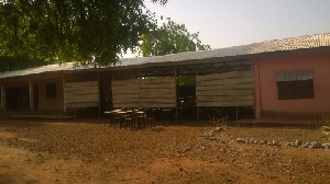 A section of the school's classroom block in view