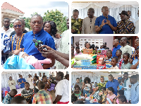 Collaged photos of Prof Kingsley Nyarko and some children at the various homes