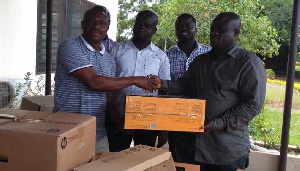 John Bugri donating the items on behalf of Hon. Martin Adjei Mensah-Korsah