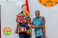 A photo of Sunderland Chairman Kyril Louis-Dreyfus and Speaker Alban Bagbin