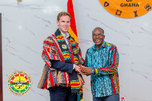 A photo of Sunderland Chairman Kyril Louis-Dreyfus and Speaker Alban Bagbin