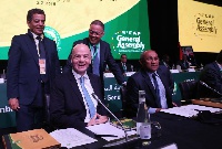 FIFA President Amaju Pinnick (L) with Ahmad Ahmad (R)