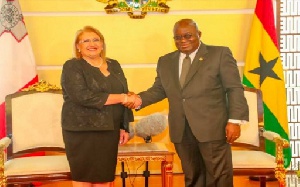 resident of Malta, Her Excellency Marie-Louise Coleiro Preca with President Akufo-Adoo