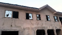 Glass windows were smashed by the angry youth who attacked Rev Owusu Bempah's church