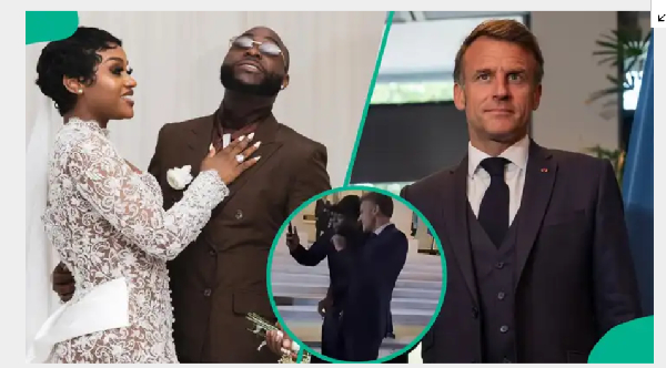 Fans react to Davido video introducing Chioma to French president Emmanuel Macron