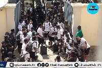 The Black Stars players when they arrived at the stadium