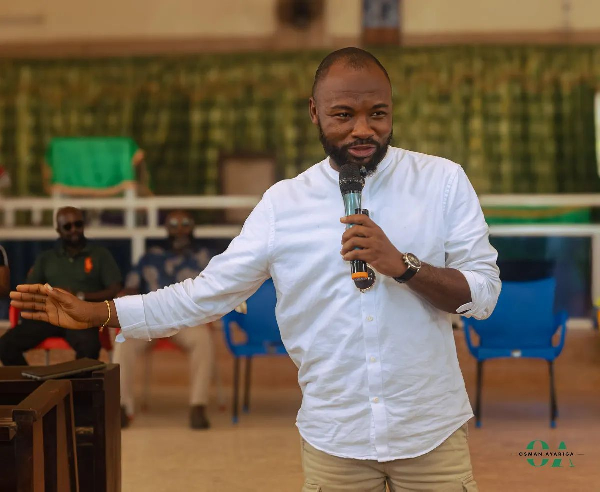 Osman Ayariga speaking at Akwatia ahead of the by-election