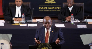 President Cyril Ramaphosa addressed lawmakers at a symbolic opening of parliament