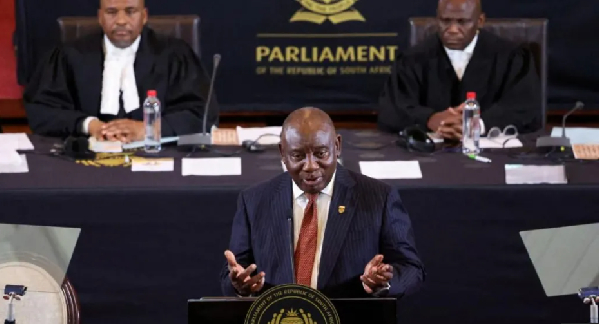 President Cyril Ramaphosa addressed lawmakers at a symbolic opening of parliament