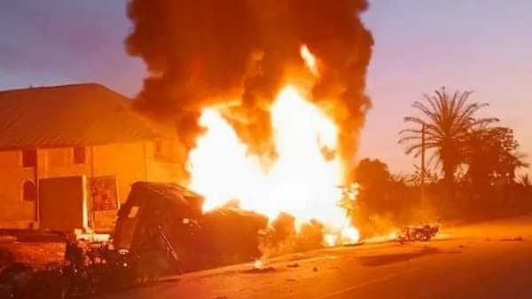 People tried to scoop fuel from the tanker after it had tipped over into a ditch