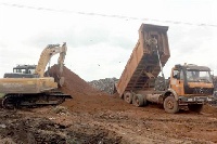 Road construction at Oti landfill