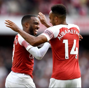 Aubameyang and his Arsenal teammate Lacazette