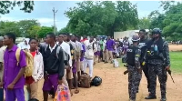Police at WASSCE center to ensure security. File photo