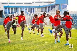 The Black Stars of Ghana having a training session
