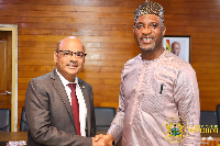 The Indian High Commissioner to Ghana, Manish Gupta (L), with Muntaka