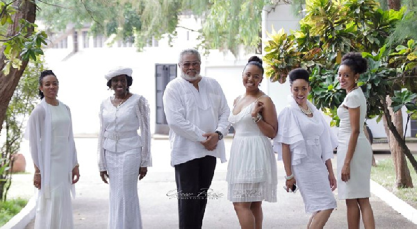 The late Jerry John Rawlings with his family