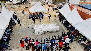 Bags of confiscated rice for sale are seen in Lagos, Nigeria