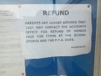 Notices have been posted for a refund of the monies to parents