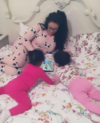 Nadia Buari with her twins