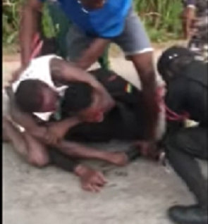 The suspects were captured on tape in tussle with a police officer