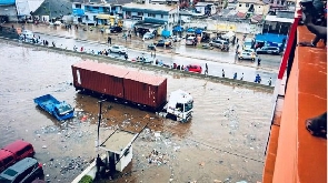 An aerial view of the Kwame Nkrumah Interchange after Tuesday morning's rains