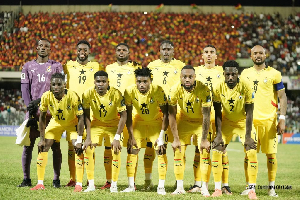 Players of the Black Stars pose for a picture before a game