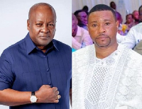 Photo collage of John Mahama and James Enu, MP-elect for Tema West