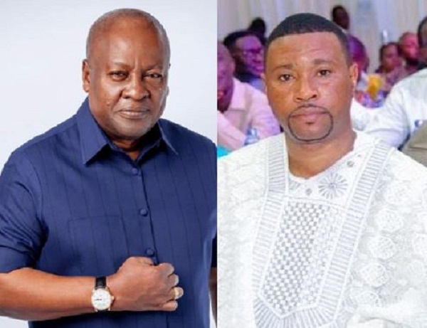 Photo collage of John Mahama and James Enu, MP-elect for Tema West