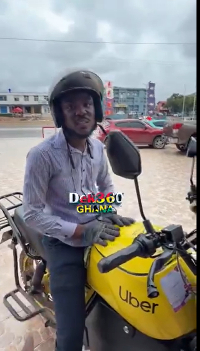 A picture of Benjamin Darko on his electric motorbike
