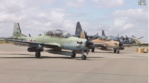 Some of the jets on the tarmac at the Niamey Airport