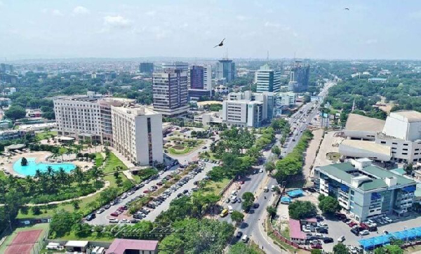 A drone footage of Accra, Ghana's capital