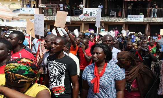 File photo: GUTA members protesting the involvement of foreigners in retail business