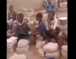 A screenshot of the viral video pupils sitting on blocks to study in Sawla-Tuna-Kalba