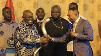 Rev. Owusu Bempah hands a horn to President Akufo-Addo | File photo