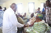 Nana Addo Dankwa Akufo-Addo shakes hands with Queen Mother of Wenchi - Nana Toah Samangyeduah III.