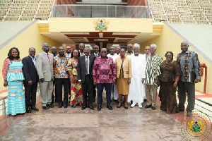 President Akufo-Addo (middle) with commission of enquiry