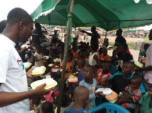 Food being given out to the needy within the locality